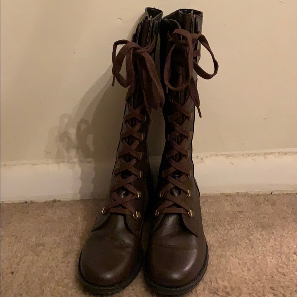 Aerosole military lace up boots with zipper
